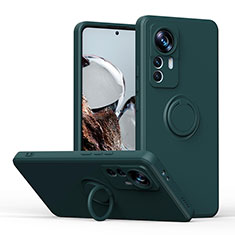 Custodia Silicone Ultra Sottile Morbida Cover con Magnetico Anello Supporto QW1 per Xiaomi Mi 12T Pro 5G Verde Notte