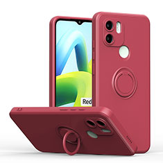 Custodia Silicone Ultra Sottile Morbida Cover con Magnetico Anello Supporto QW1 per Xiaomi Poco C51 Rosso Rosa