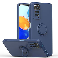 Custodia Silicone Ultra Sottile Morbida Cover con Magnetico Anello Supporto QW1 per Xiaomi Redmi Note 11 4G (2022) Blu