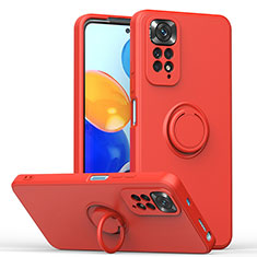 Custodia Silicone Ultra Sottile Morbida Cover con Magnetico Anello Supporto QW1 per Xiaomi Redmi Note 11 4G (2022) Rosso