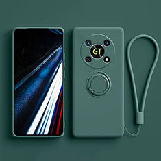 Custodia Silicone Ultra Sottile Morbida Cover con Magnetico Anello Supporto S01 per Huawei Honor Magic4 Lite 5G Verde Notte