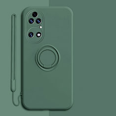 Custodia Silicone Ultra Sottile Morbida Cover con Magnetico Anello Supporto S01 per Huawei P50 Pro Verde Notte