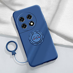 Custodia Silicone Ultra Sottile Morbida Cover con Magnetico Anello Supporto S01 per OnePlus 11R 5G Blu