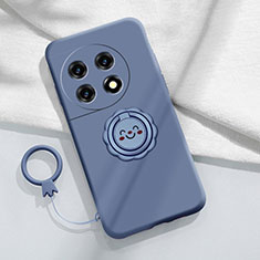 Custodia Silicone Ultra Sottile Morbida Cover con Magnetico Anello Supporto S01 per OnePlus 11R 5G Grigio Lavanda