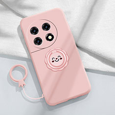 Custodia Silicone Ultra Sottile Morbida Cover con Magnetico Anello Supporto S01 per OnePlus 11R 5G Rosa
