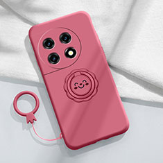 Custodia Silicone Ultra Sottile Morbida Cover con Magnetico Anello Supporto S01 per OnePlus 11R 5G Rosa Caldo