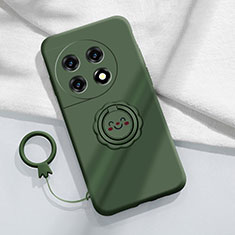 Custodia Silicone Ultra Sottile Morbida Cover con Magnetico Anello Supporto S01 per OnePlus 11R 5G Verde Notte