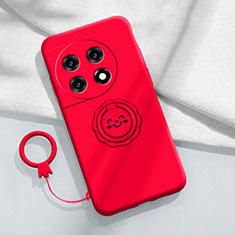 Custodia Silicone Ultra Sottile Morbida Cover con Magnetico Anello Supporto S01 per OnePlus Ace 2 5G Rosso