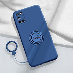 Custodia Silicone Ultra Sottile Morbida Cover con Magnetico Anello Supporto S01 per Oppo Reno6 Pro 5G Blu