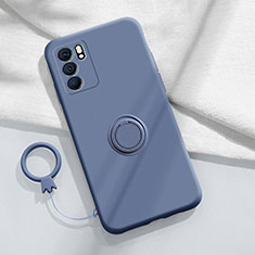 Custodia Silicone Ultra Sottile Morbida Cover con Magnetico Anello Supporto S01 per Oppo Reno6 Pro 5G India Grigio Lavanda