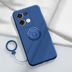 Custodia Silicone Ultra Sottile Morbida Cover con Magnetico Anello Supporto S01 per Oppo Reno8 5G Blu