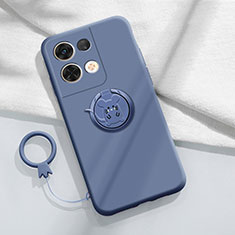 Custodia Silicone Ultra Sottile Morbida Cover con Magnetico Anello Supporto S01 per Oppo Reno9 Pro 5G Grigio Lavanda