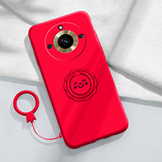 Custodia Silicone Ultra Sottile Morbida Cover con Magnetico Anello Supporto S01 per Realme 11 Pro 5G Rosso