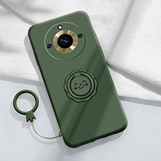 Custodia Silicone Ultra Sottile Morbida Cover con Magnetico Anello Supporto S01 per Realme 11 Pro 5G Verde Notte