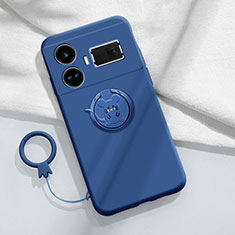 Custodia Silicone Ultra Sottile Morbida Cover con Magnetico Anello Supporto S01 per Realme GT Neo5 5G Blu