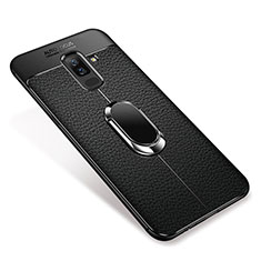 Custodia Silicone Ultra Sottile Morbida Cover con Magnetico Anello Supporto S01 per Samsung Galaxy A6 Plus Nero