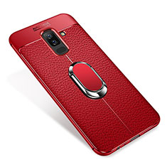 Custodia Silicone Ultra Sottile Morbida Cover con Magnetico Anello Supporto S01 per Samsung Galaxy A6 Plus Rosso