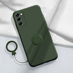 Custodia Silicone Ultra Sottile Morbida Cover con Magnetico Anello Supporto S01 per Samsung Galaxy S20 FE (2022) 5G Verde Notte