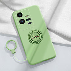 Custodia Silicone Ultra Sottile Morbida Cover con Magnetico Anello Supporto S01 per Vivo iQOO 11 Pro 5G Verde