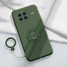 Custodia Silicone Ultra Sottile Morbida Cover con Magnetico Anello Supporto S01 per Vivo X Note Verde Notte