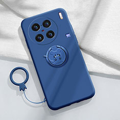 Custodia Silicone Ultra Sottile Morbida Cover con Magnetico Anello Supporto S01 per Vivo X90 5G Blu