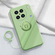 Custodia Silicone Ultra Sottile Morbida Cover con Magnetico Anello Supporto S01 per Vivo X90 Pro 5G Verde