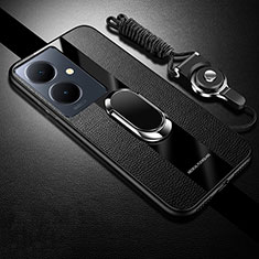 Custodia Silicone Ultra Sottile Morbida Cover con Magnetico Anello Supporto S01 per Vivo Y78 Plus 5G Nero