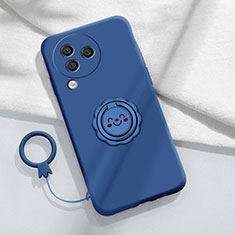 Custodia Silicone Ultra Sottile Morbida Cover con Magnetico Anello Supporto S01 per Xiaomi Civi 3 5G Blu