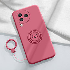 Custodia Silicone Ultra Sottile Morbida Cover con Magnetico Anello Supporto S01 per Xiaomi Civi 3 5G Rosa Caldo
