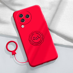 Custodia Silicone Ultra Sottile Morbida Cover con Magnetico Anello Supporto S01 per Xiaomi Civi 3 5G Rosso