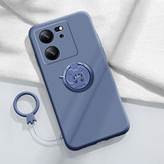 Custodia Silicone Ultra Sottile Morbida Cover con Magnetico Anello Supporto S01 per Xiaomi Mi 13T Pro 5G Grigio Lavanda