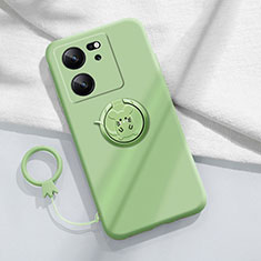 Custodia Silicone Ultra Sottile Morbida Cover con Magnetico Anello Supporto S01 per Xiaomi Mi 13T Pro 5G Verde Pastello