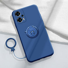 Custodia Silicone Ultra Sottile Morbida Cover con Magnetico Anello Supporto S01 per Xiaomi Poco F5 5G Blu