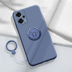 Custodia Silicone Ultra Sottile Morbida Cover con Magnetico Anello Supporto S01 per Xiaomi Poco F5 5G Grigio Lavanda