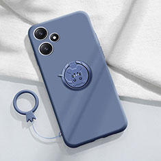 Custodia Silicone Ultra Sottile Morbida Cover con Magnetico Anello Supporto S01 per Xiaomi Poco M6 Pro 5G Grigio Lavanda