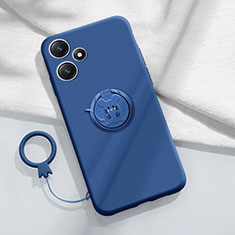 Custodia Silicone Ultra Sottile Morbida Cover con Magnetico Anello Supporto S01 per Xiaomi Redmi 12 5G Blu