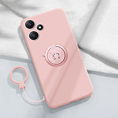 Custodia Silicone Ultra Sottile Morbida Cover con Magnetico Anello Supporto S01 per Xiaomi Redmi 12 5G Rosa
