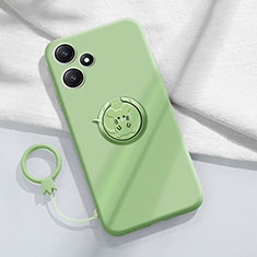 Custodia Silicone Ultra Sottile Morbida Cover con Magnetico Anello Supporto S01 per Xiaomi Redmi 12 5G Verde Pastello