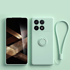 Custodia Silicone Ultra Sottile Morbida Cover con Magnetico Anello Supporto S01 per Xiaomi Redmi K70 Pro 5G Ciano