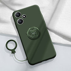 Custodia Silicone Ultra Sottile Morbida Cover con Magnetico Anello Supporto S01 per Xiaomi Redmi Note 12R 5G Verde