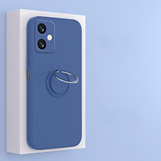 Custodia Silicone Ultra Sottile Morbida Cover con Magnetico Anello Supporto S01 per Xiaomi Redmi Note 12R Pro 5G Blu