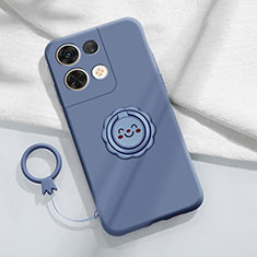 Custodia Silicone Ultra Sottile Morbida Cover con Magnetico Anello Supporto S01 per Xiaomi Redmi Note 13 5G Grigio Lavanda