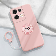 Custodia Silicone Ultra Sottile Morbida Cover con Magnetico Anello Supporto S01 per Xiaomi Redmi Note 13 5G Rosa