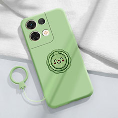 Custodia Silicone Ultra Sottile Morbida Cover con Magnetico Anello Supporto S01 per Xiaomi Redmi Note 13 5G Verde
