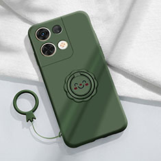 Custodia Silicone Ultra Sottile Morbida Cover con Magnetico Anello Supporto S01 per Xiaomi Redmi Note 13 5G Verde Notte