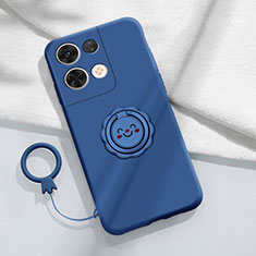 Custodia Silicone Ultra Sottile Morbida Cover con Magnetico Anello Supporto S01 per Xiaomi Redmi Note 13 Pro 5G Blu