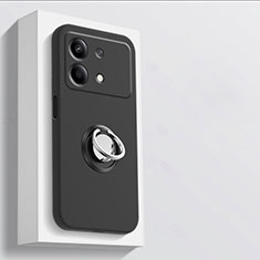 Custodia Silicone Ultra Sottile Morbida Cover con Magnetico Anello Supporto S01 per Xiaomi Redmi Note 13R Pro 5G Nero