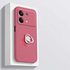 Custodia Silicone Ultra Sottile Morbida Cover con Magnetico Anello Supporto S01 per Xiaomi Redmi Note 13R Pro 5G Rosso