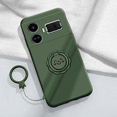 Custodia Silicone Ultra Sottile Morbida Cover con Magnetico Anello Supporto S02 per Realme GT Neo5 5G Verde Notte