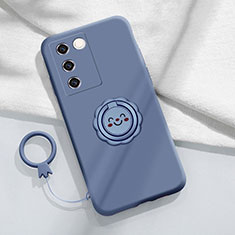 Custodia Silicone Ultra Sottile Morbida Cover con Magnetico Anello Supporto S02 per Vivo V27 Pro 5G Grigio Lavanda